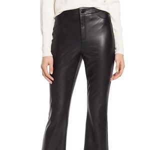Loft Faux Leather Flare Kick Crop Pants